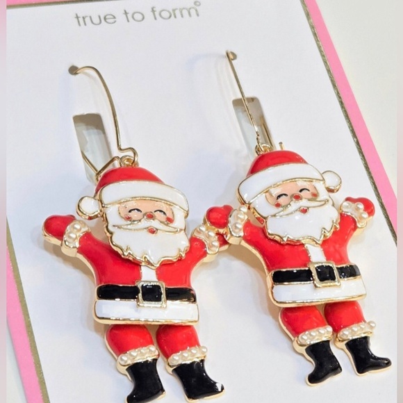 True to Form Christmas Santa Claus Dangle Earrings - Picture 1 of 3